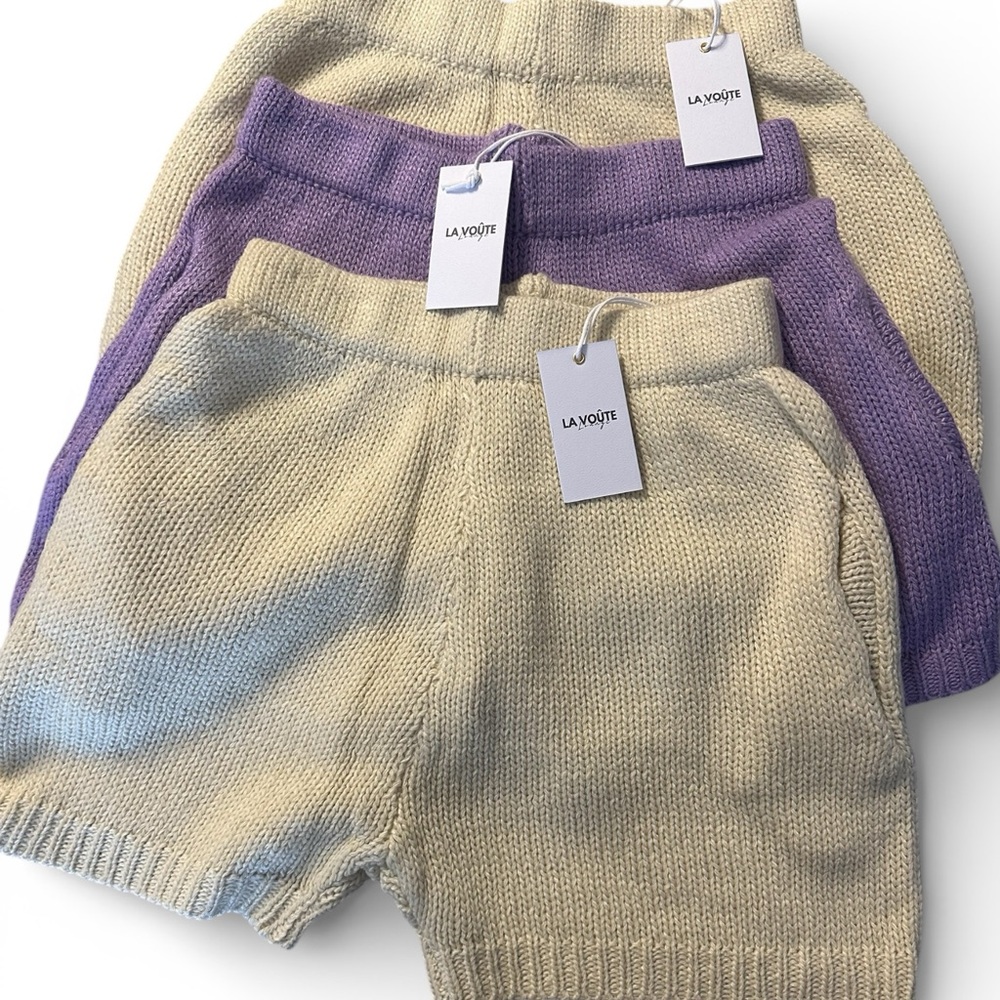 🆕 3 Women's Knit Shorts - Lt Yellow and Purple
